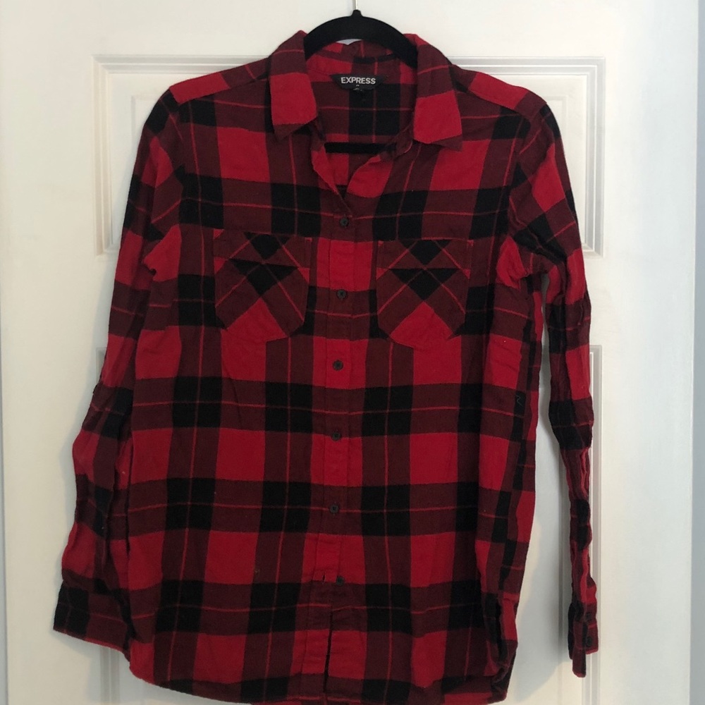 Red plaid button down
